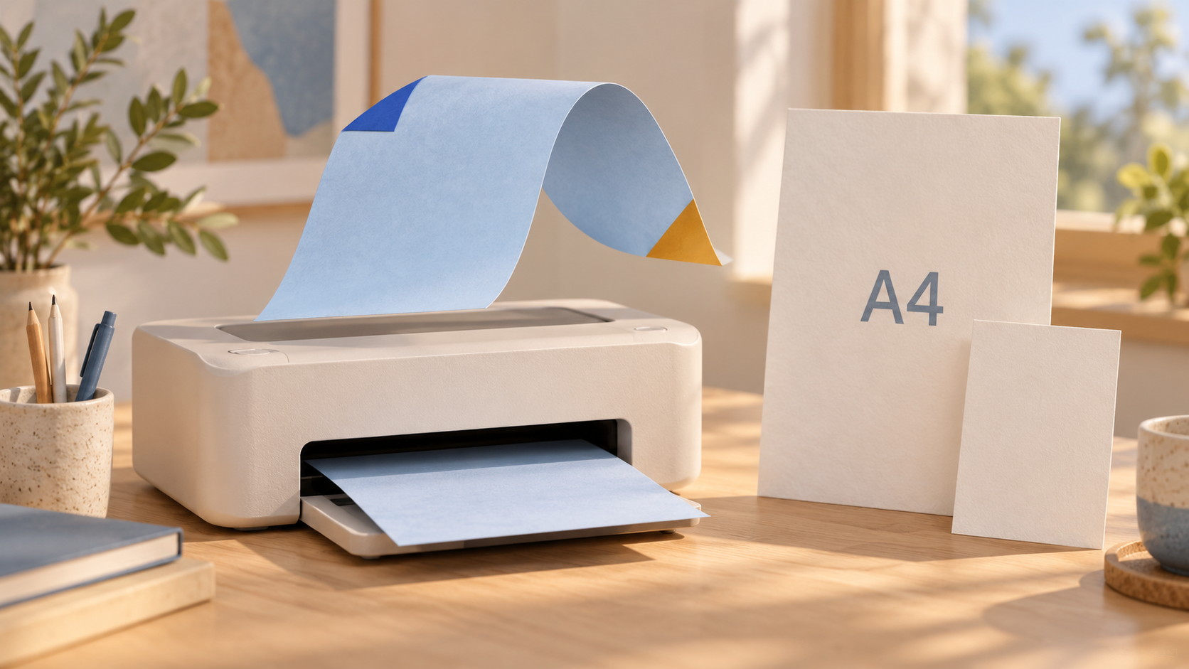 Illustration conceptuelle d’un trajet recto verso et de feuilles de formats différents, sans modèle de marque